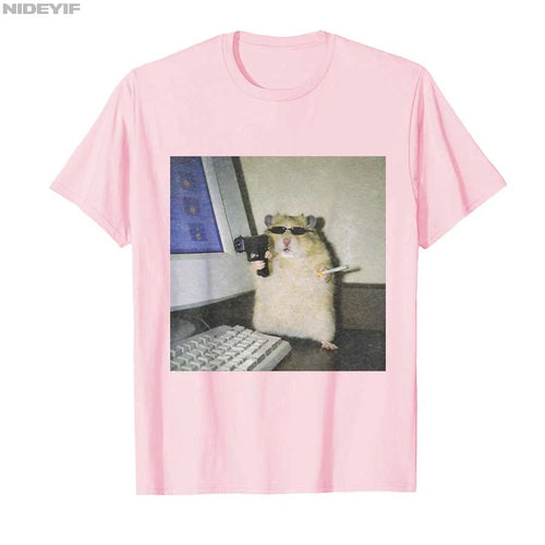 Cyber Hamster Meme Cringe Funny Animal Vintage Graphic T-Shirt