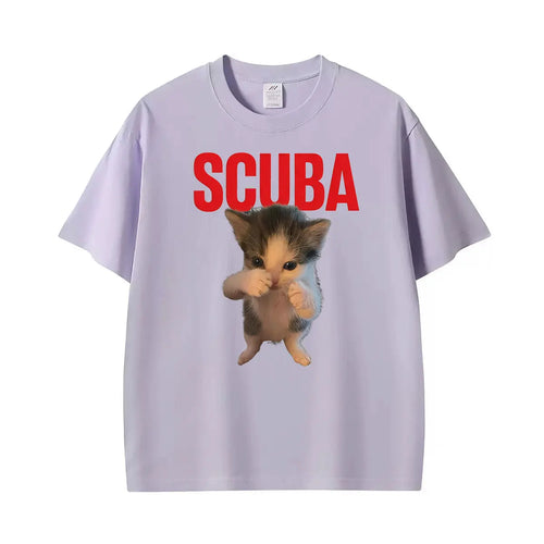 Funny Kitten Scuba Boxing Cat Meme Graphic T Shirt