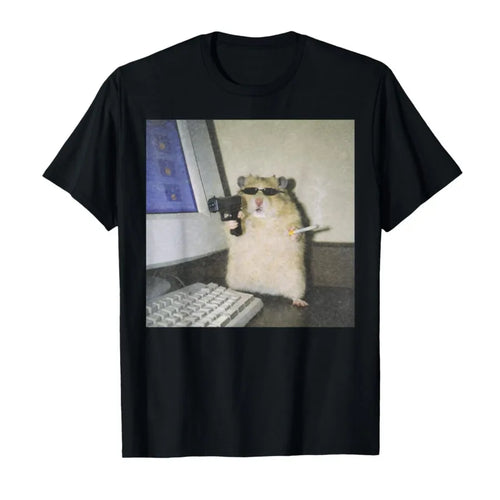 Cyber Hamster Meme Cringe Funny Animal Vintage Graphic T-Shirt